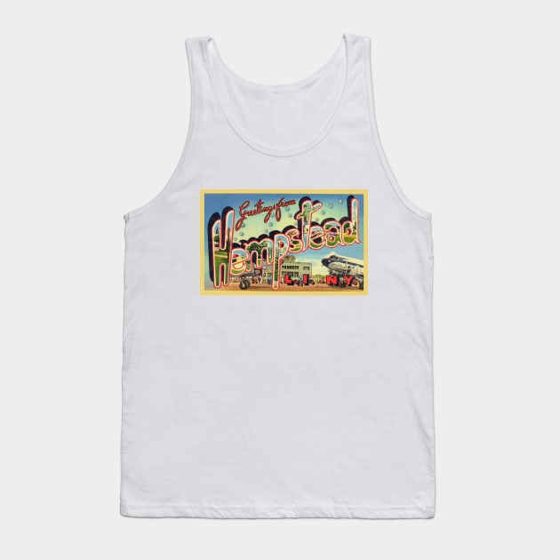 Greetings from Hempstead, Long Island, New York - Vintage Large Letter Postcard Tank Top by Naves